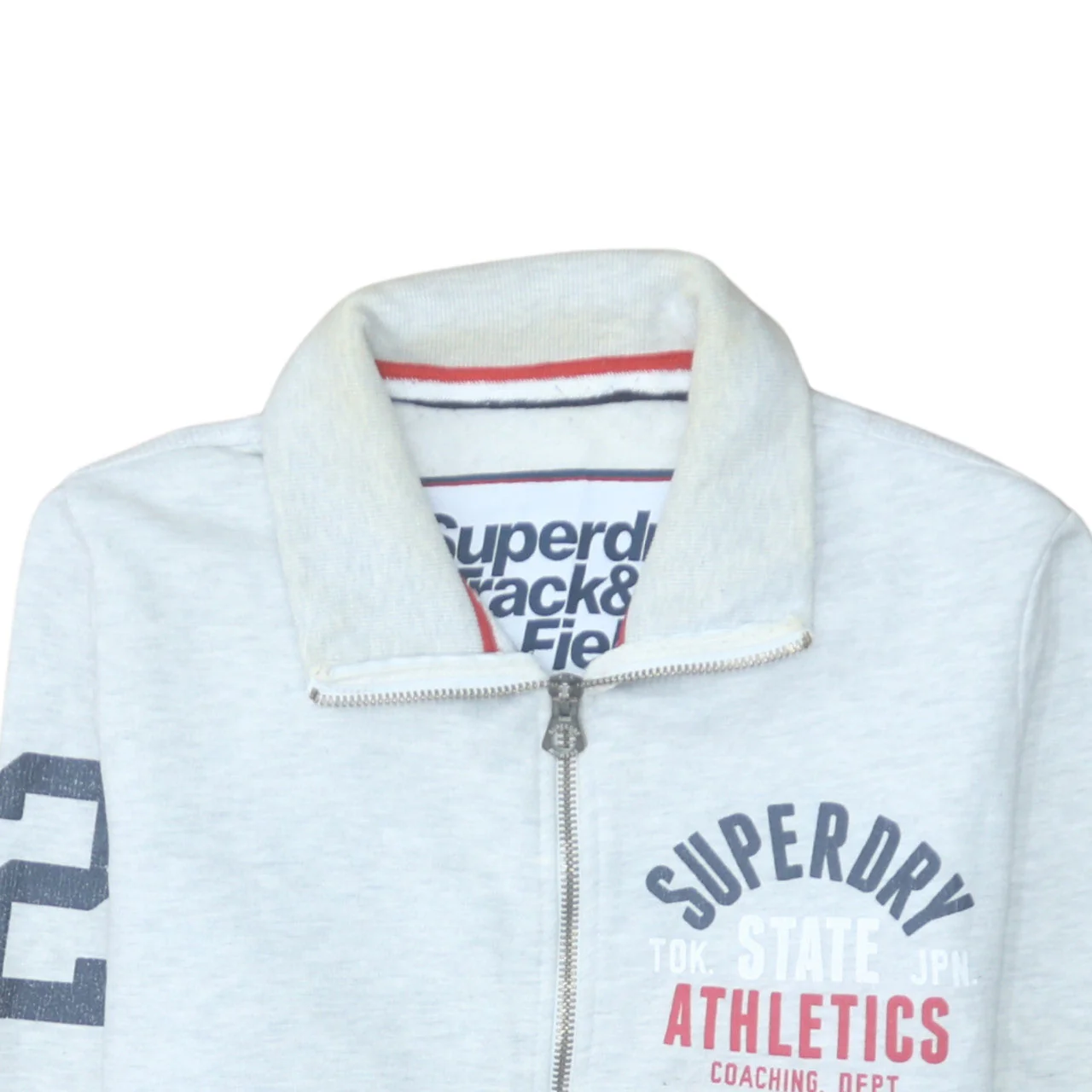 Superdry Men's Grey Full Zip Athletic Sweatshirt Size M - Image 8
