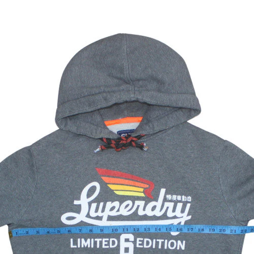 Superdry Men's Grey Pullover Hoodie M Graphic Print Logo Fleece - Image 2