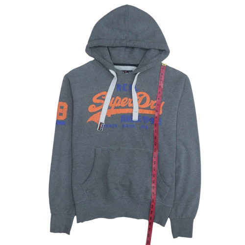 Superdry Men's Grey Pullover Hoodie Medium Regular Fit Logo Fleece - Image 3