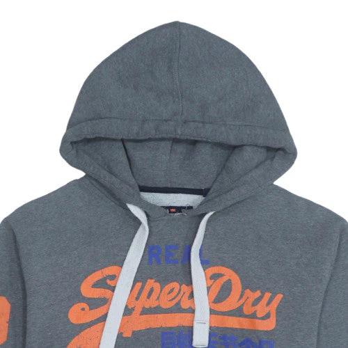 Superdry Men's Grey Pullover Hoodie Medium Regular Fit Logo Fleece - Image 8