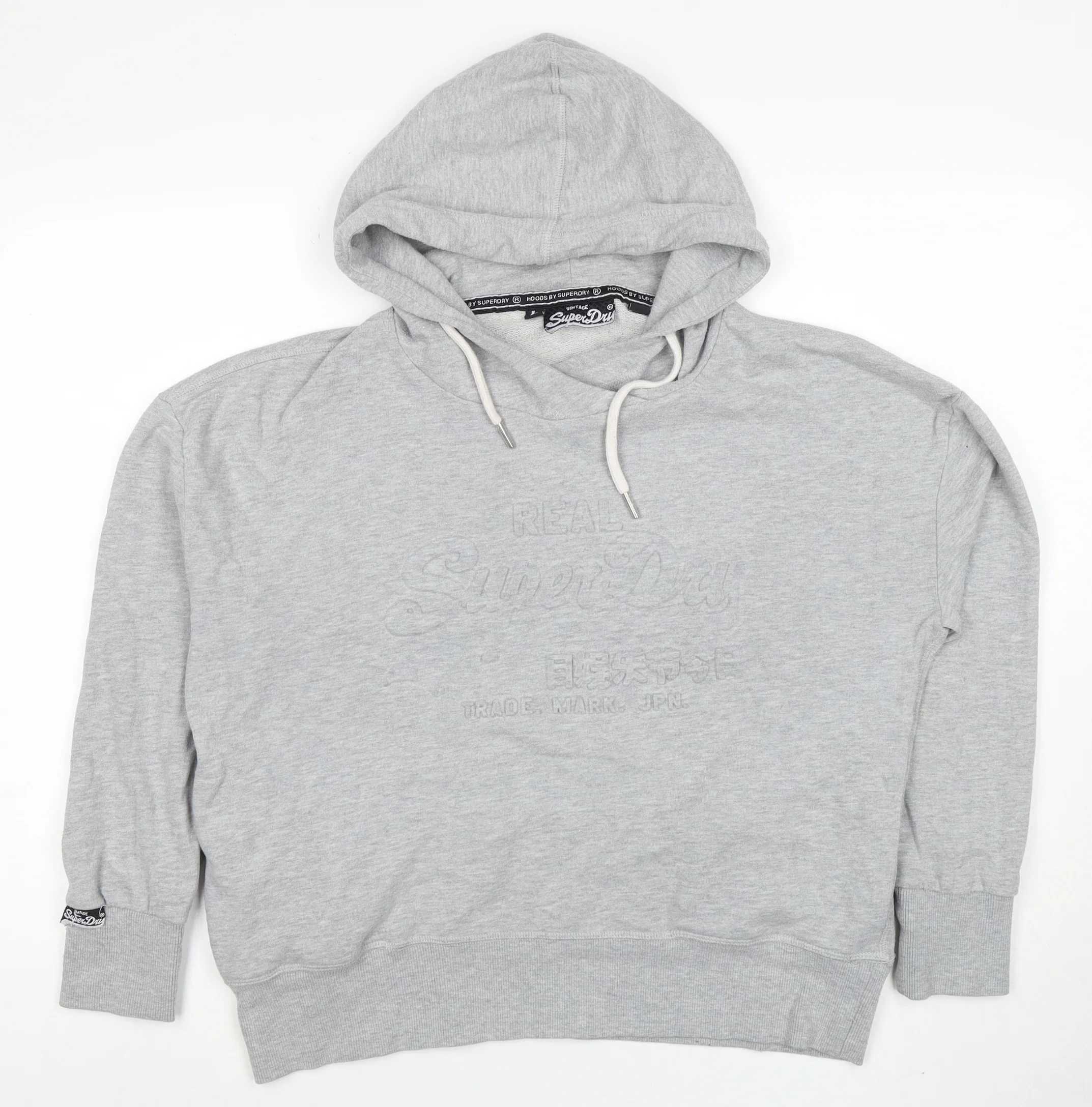 Superdry Men's Grey Pullover Hoodie Size L Embroidered Logo