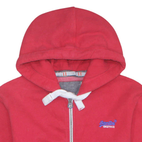 Superdry Men's Red Full Zip Hoodie S Orange Label Style - Image 7