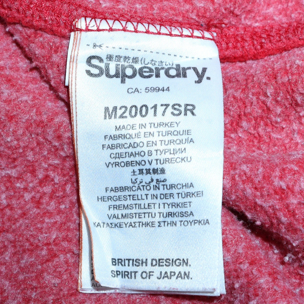 Superdry Mens Red Pullover Hoodie L Graphic Logo Fleece Sweatshirt - Image 5
