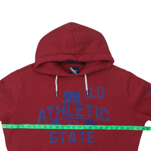 Superdry Mens Red Pullover Hoodie Size M Fleece Logo Sweatshirt - Image 3