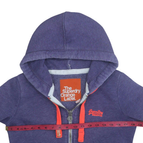 Superdry Orange Label Womens Blue Full Zip Hoodie Size M - Image 2