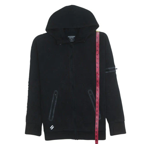 Superdry Sport Mens Black Full Zip Hoodie Size S Fleece Sweatshirt - Image 2