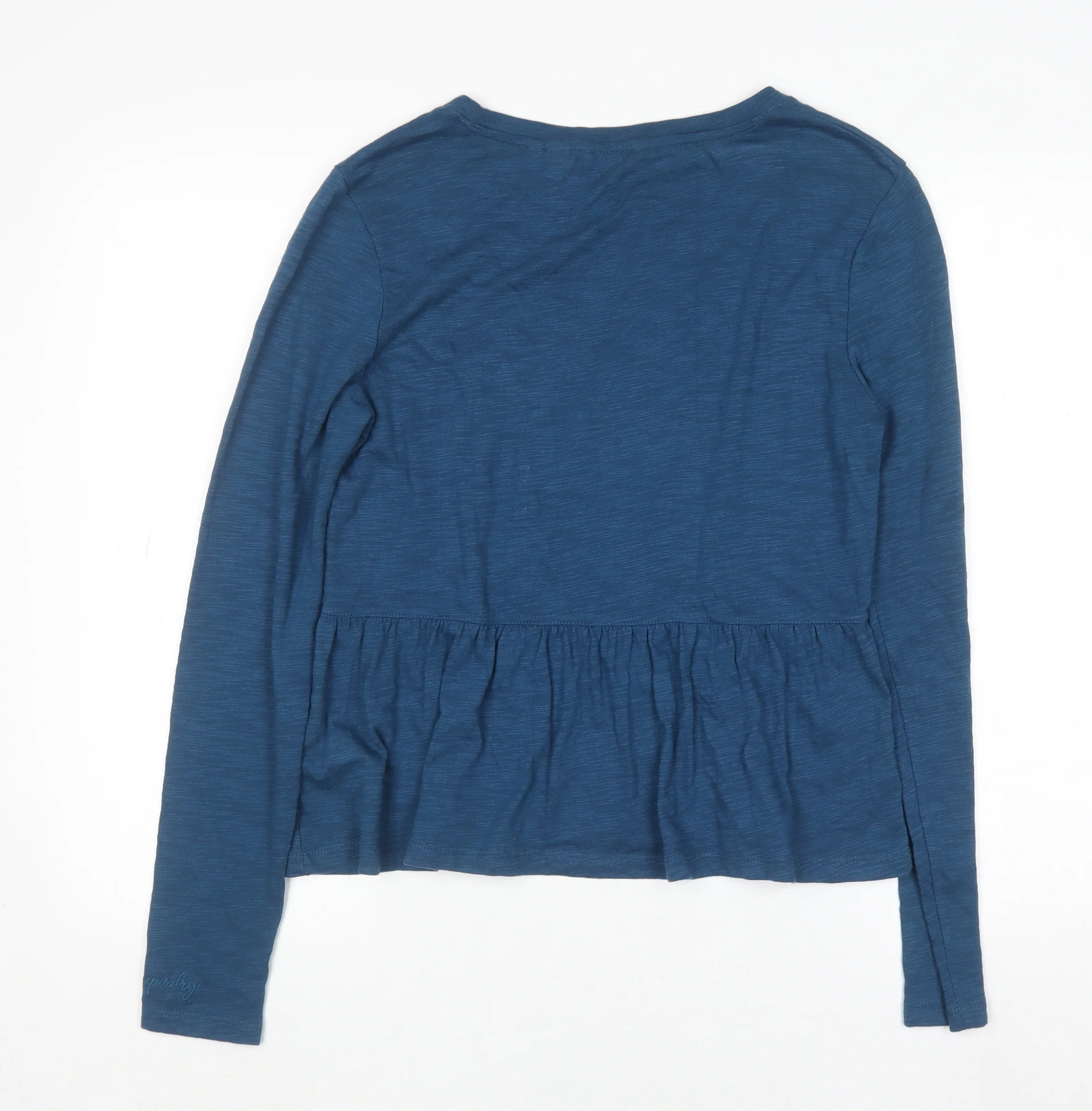 Superdry Women Blue Long Sleeve Cotton Blend Jersey T-Shirt Size 10 - Image 3