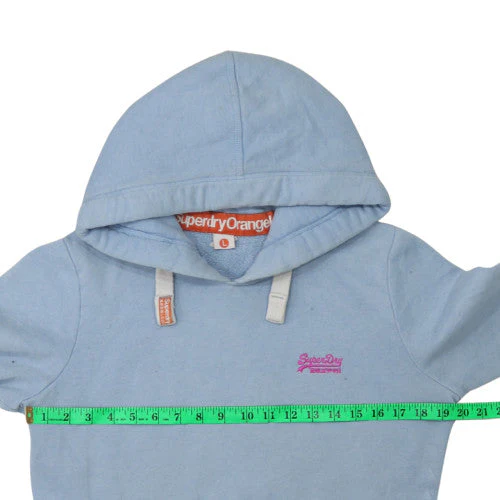 Superdry Women Blue Pullover Hoodie Large Cotton Blend Casual - Image 2
