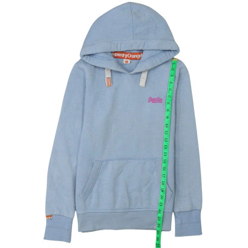 Superdry Women Blue Pullover Hoodie Large Cotton Blend Casual - Image 3