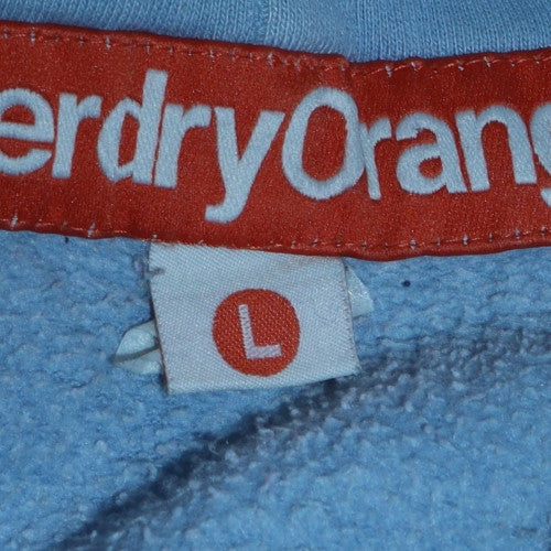 Superdry Women Blue Pullover Hoodie Large Cotton Blend Casual - Image 5
