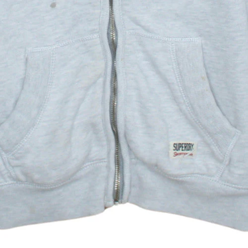 Superdry Women Grey Full Zip Hoodie Fleece Lined Size S - Image 6