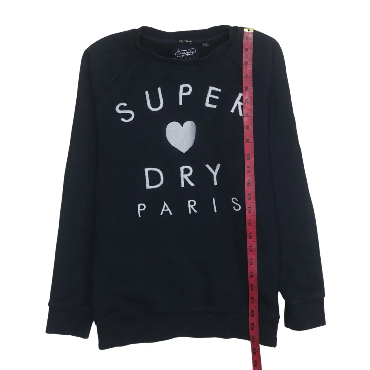 Superdry Women Navy Blue Paris Logo Pullover Sweatshirt Size M - Image 3