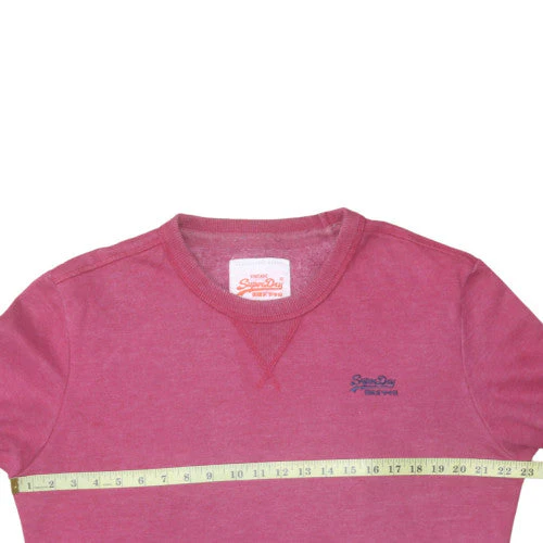 Superdry Women Pink Crew Neck Pullover Sweatshirt L Vintage Style - Image 2