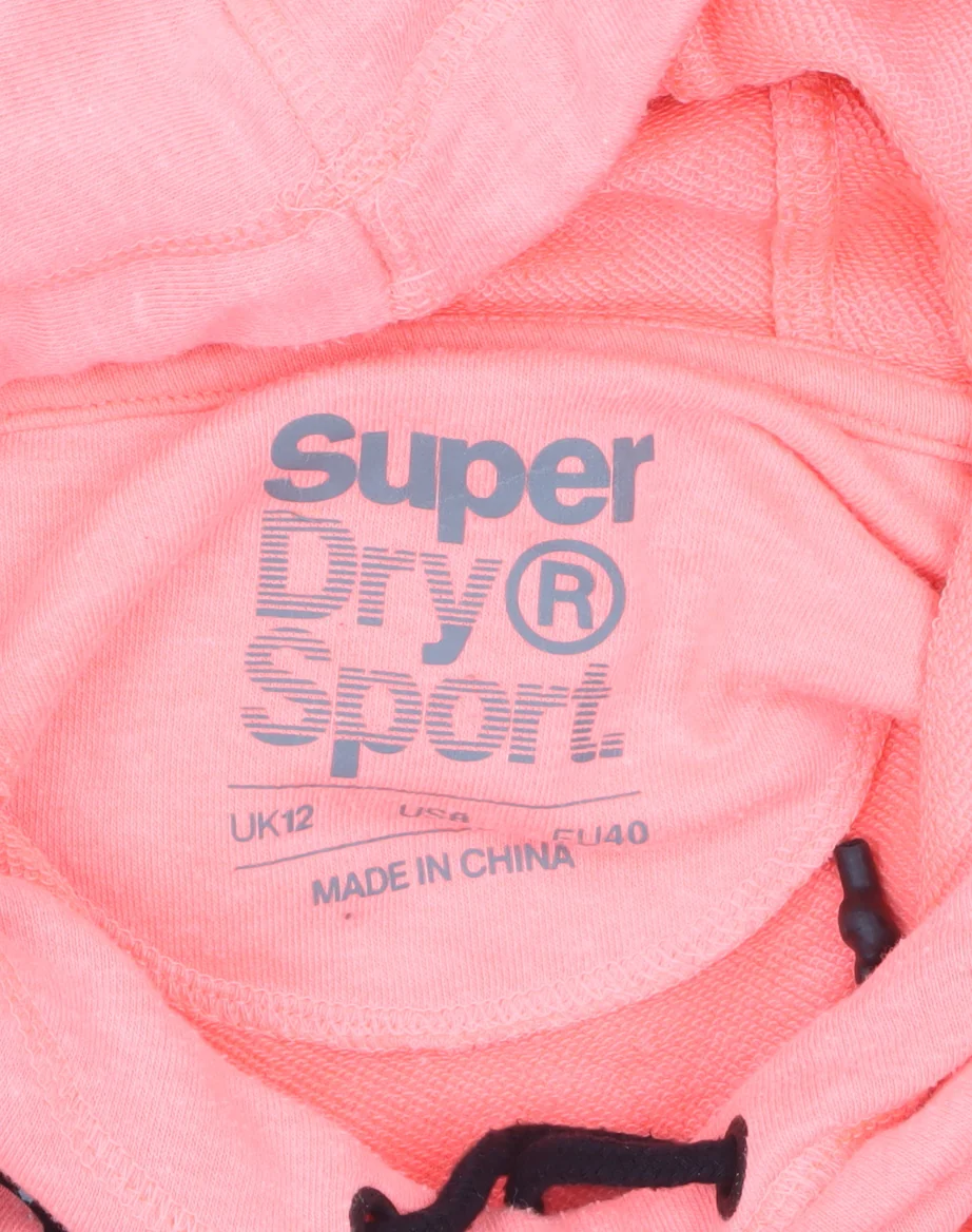 Superdry Women Pink Hooded Pullover Hoodie UK 12 Logo Sport Style - Image 5