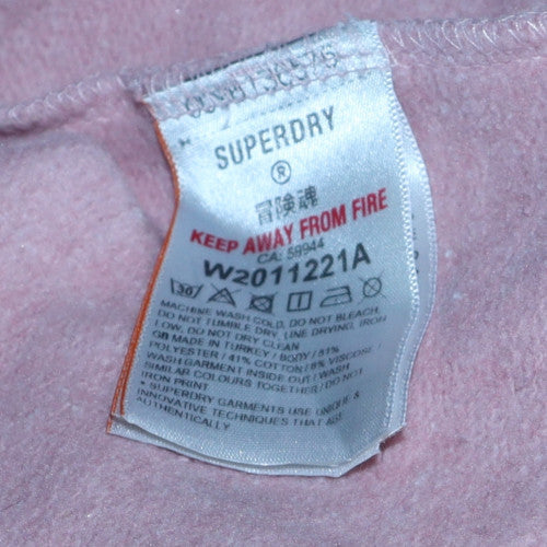 Superdry Women Pink Pullover Hoodie Cotton Blend Lined Casual M - Image 5
