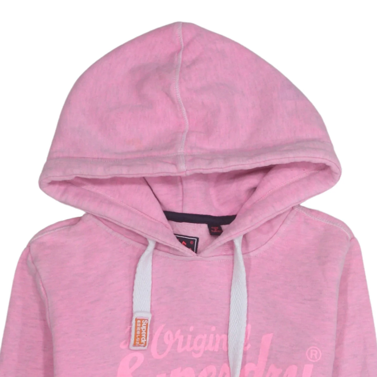 Superdry Women Pink Pullover Hoodie Small Logo Graphic Cotton Blend - Image 8