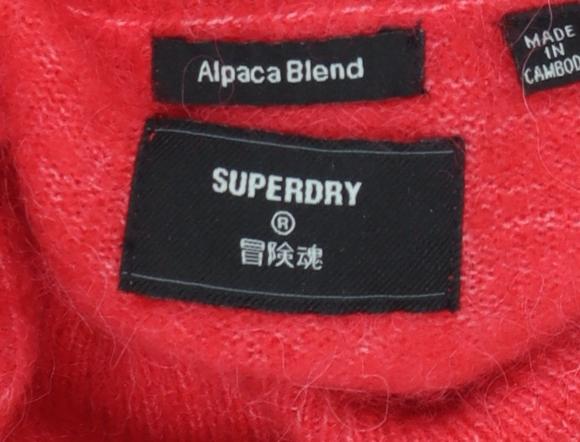 Superdry Women Red Alpaca Blend Roll Neck Jumper Size 12 - Image 4