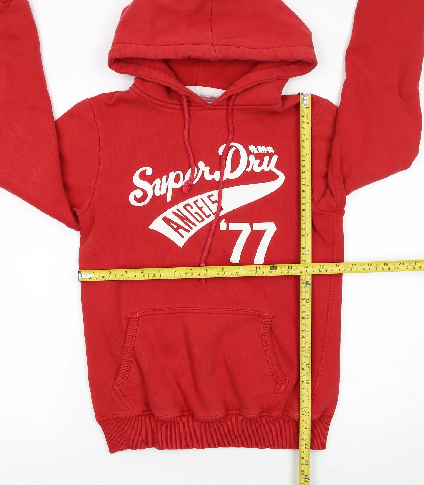 Superdry Women Red Pullover Hoodie S Cotton Blend Graphic Print - Image 2