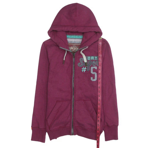 Superdry Women’s Purple Full Zip Hoodie Medium Cotton Blend - Image 3