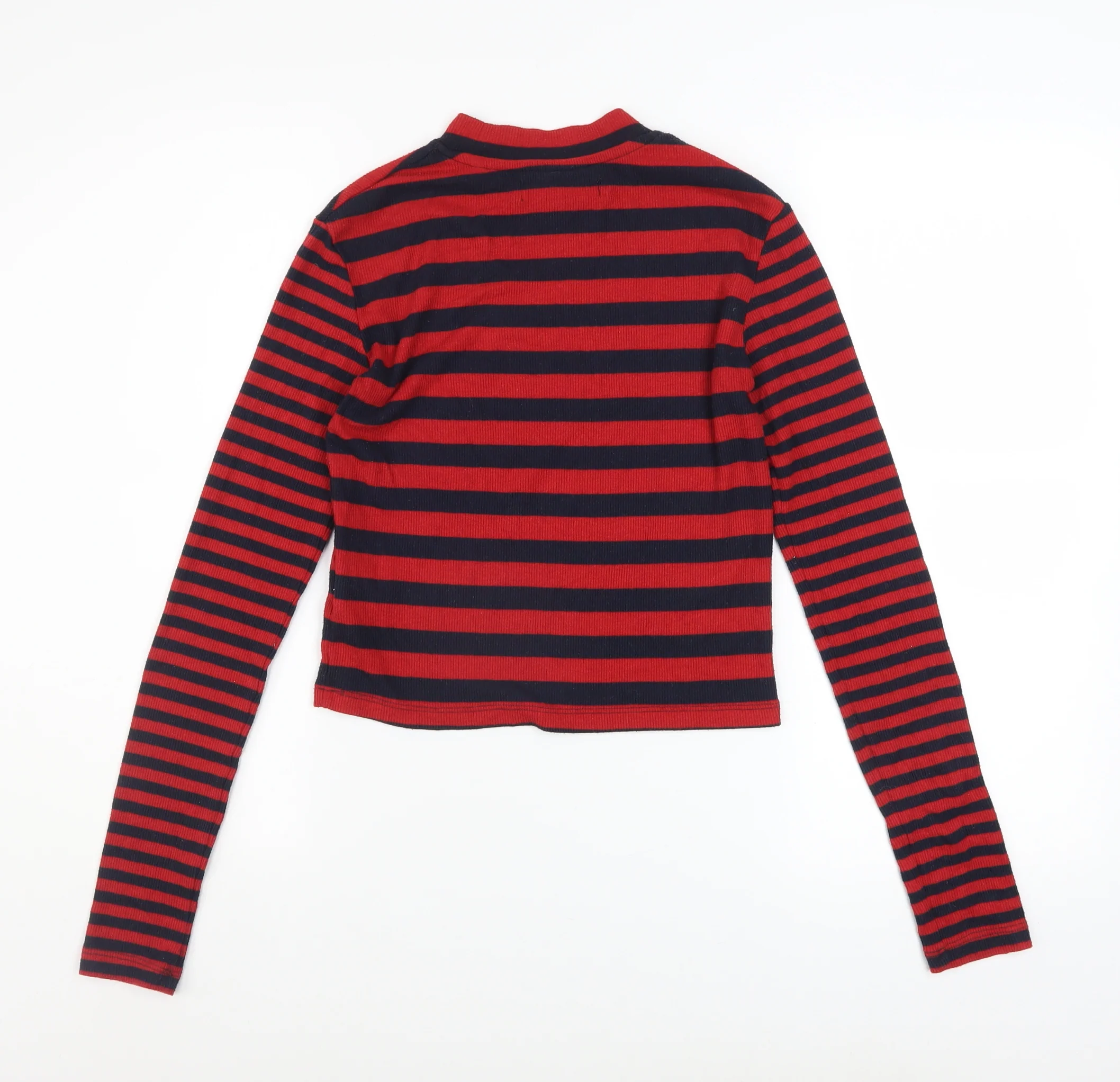 Superdry Women’s Red Striped Long Sleeve Cropped T-Shirt Size S - Image 3