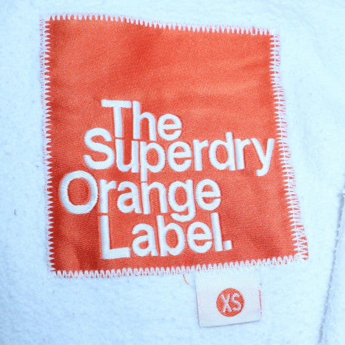 Superdry Women White Full Zip Hoodie XS Orange Label Classic - Image 5