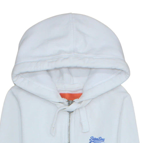 Superdry Women White Full Zip Hoodie XS Orange Label Classic - Image 8