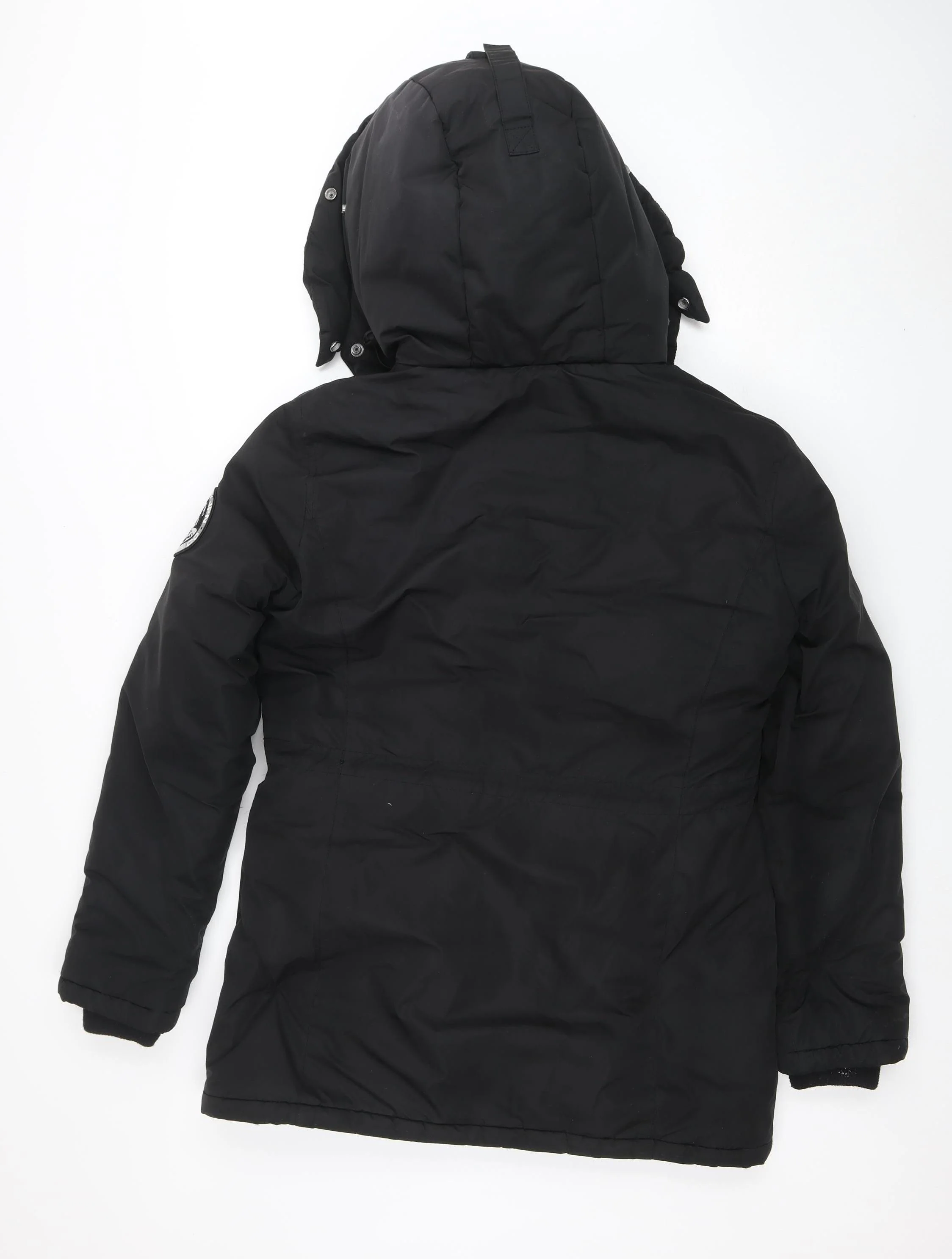 Superdry Women's Black Everest Parka Jacket Size 10 Hooded Winter Coat - Image 3