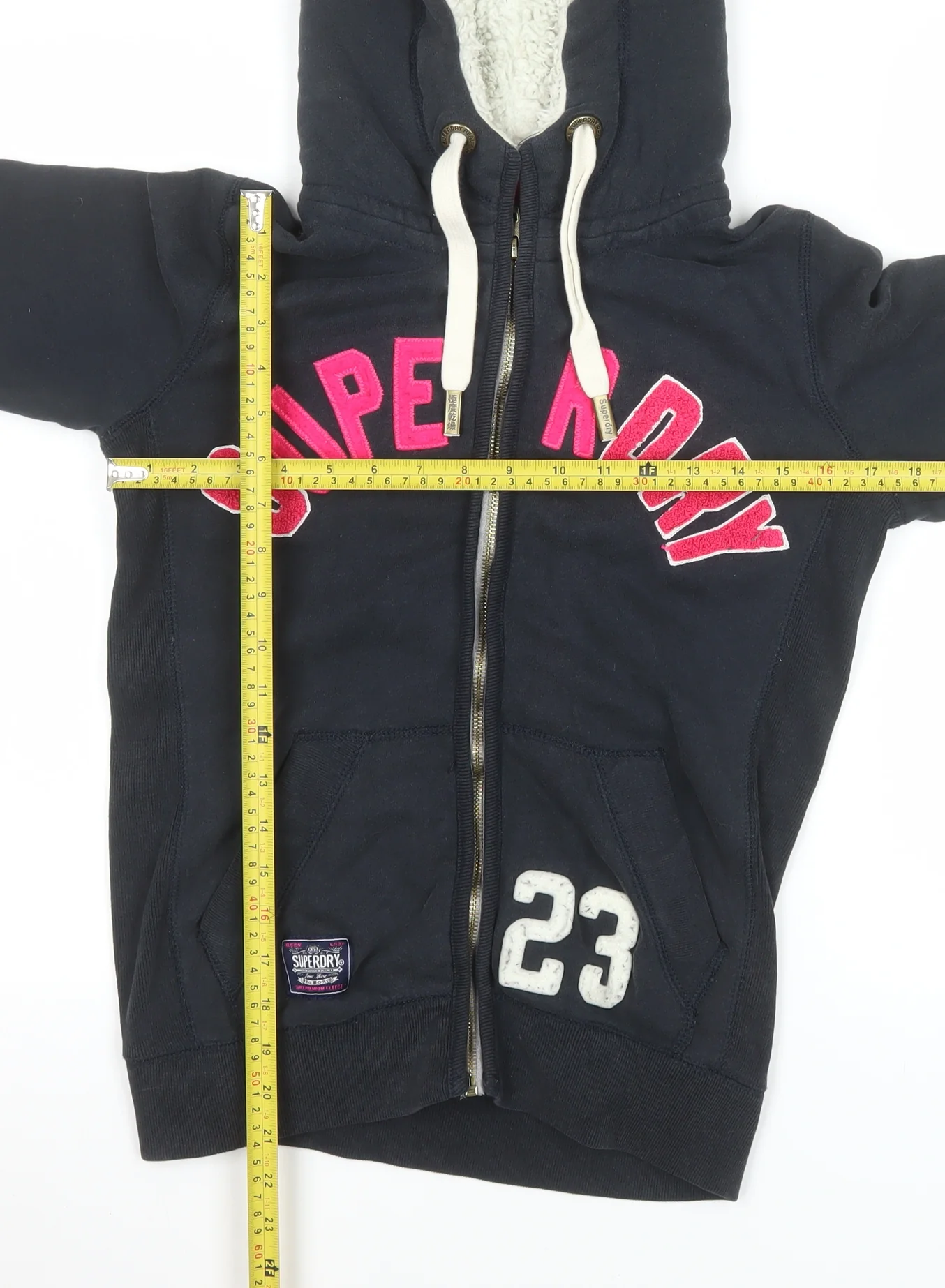 Superdry Womens Black Fleece Hooded Jacket Size S Lined Zip Style - Image 2
