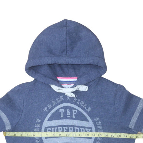 Superdry Women's Blue Pullover Hoodie Size M Graphic Print Cotton - Image 2