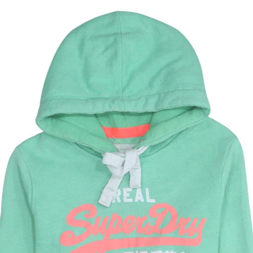 Superdry Womens Green Hoodie S Pullover Premium Fleece Cotton Blend - Image 8