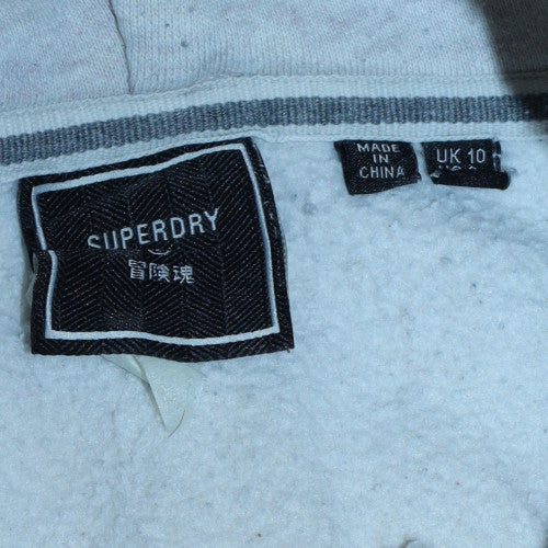 Superdry Womens Grey Hoodie UK 10 Pullover Hooded Sweatshirt - Image 5