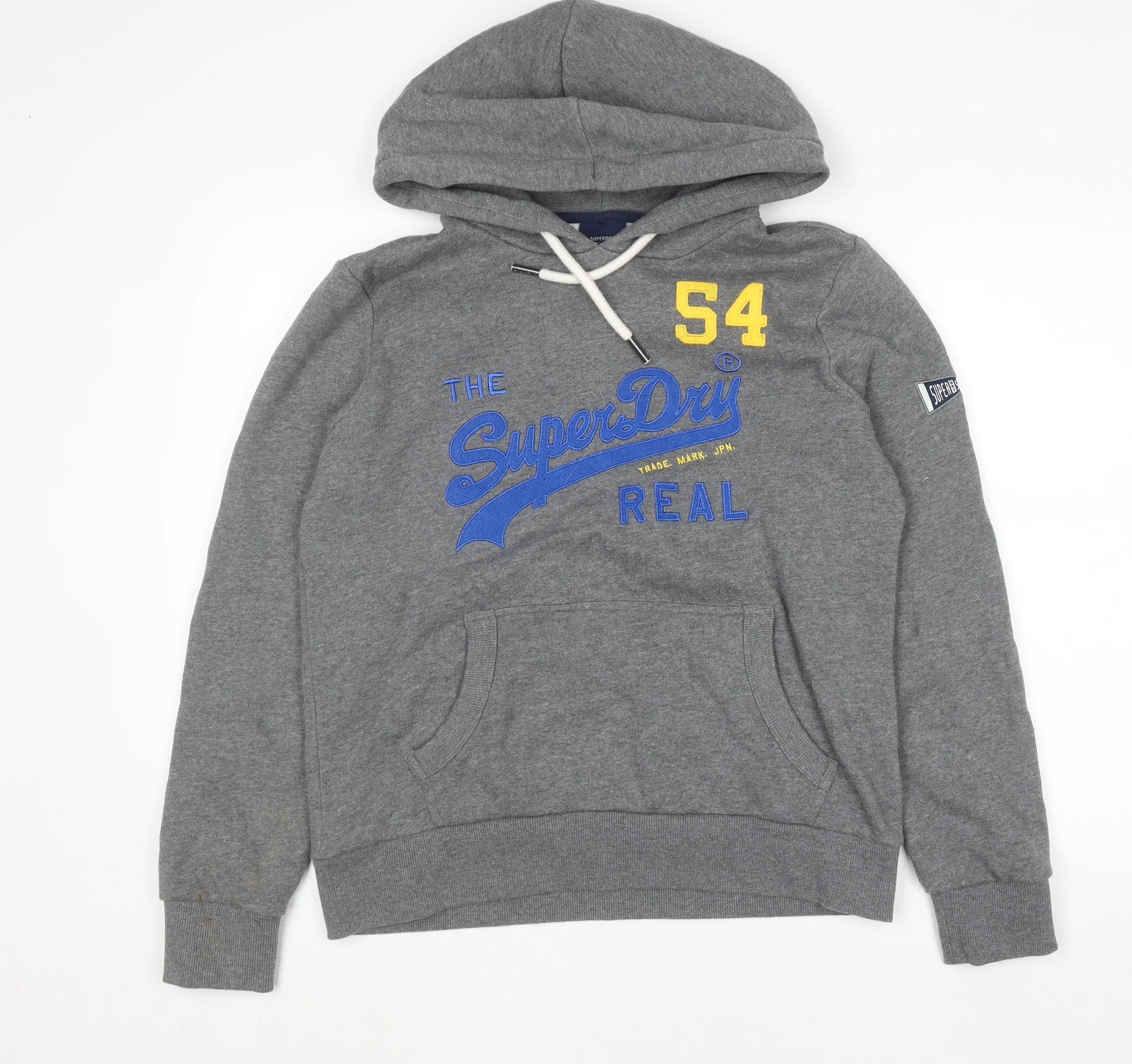 Superdry Womens Grey Pullover Hoodie Size 14 Hooded Graphic Print