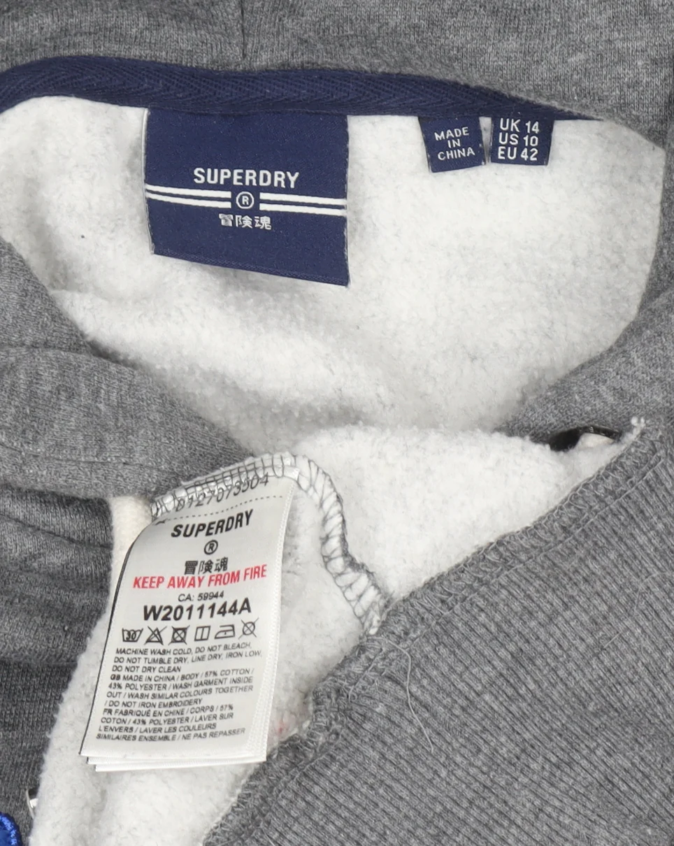 Superdry Womens Grey Pullover Hoodie Size 14 Hooded Graphic Print - Image 4