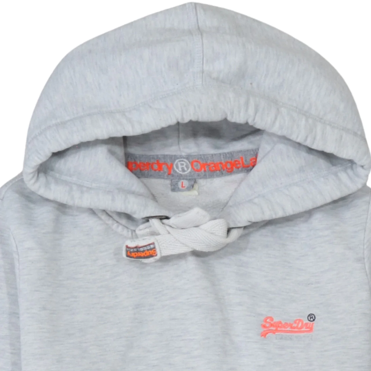 Superdry Womens Grey Pullover Hoodie Size L Drawstring Pockets - Image 7