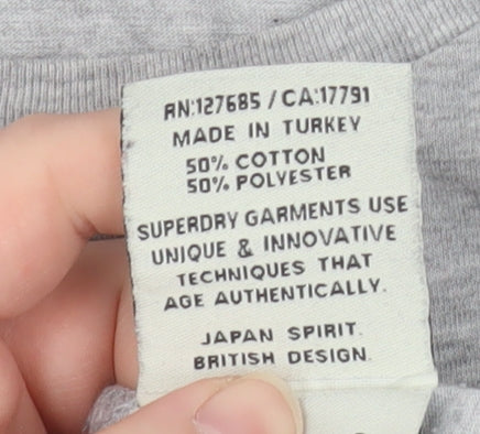 Superdry Womens Grey Slim Fit Graphic T-Shirt Medium - Image 5