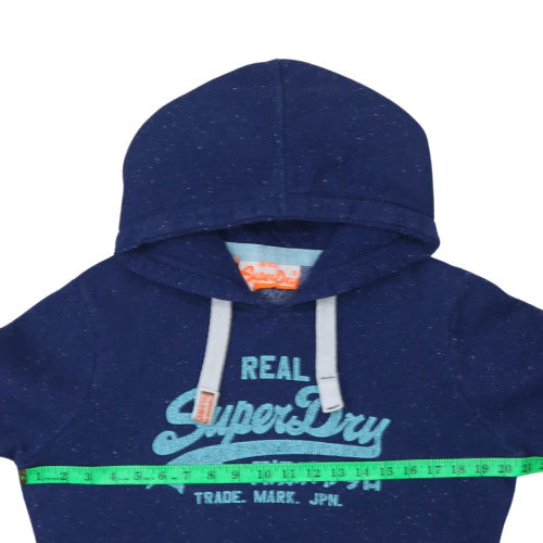 Superdry Womens Navy Pullover Hoodie Size M Graphic Print Cotton Blend - Image 2