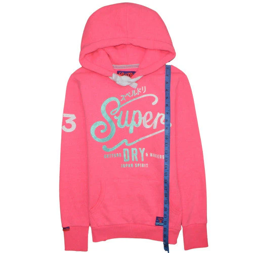 Superdry Womens Pink Hoodie Pullover Size S Graphic Print Cotton Blend - Image 2