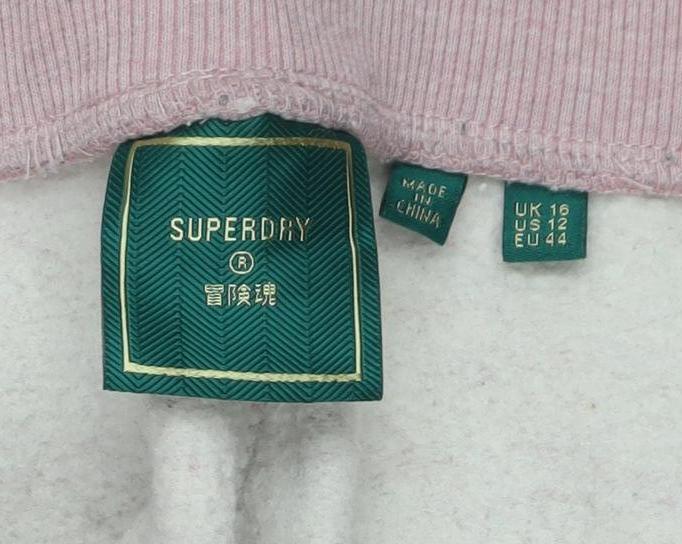 Superdry Womens Pink Jogger Sweatpants UK 16 Cotton Blend - Image 4