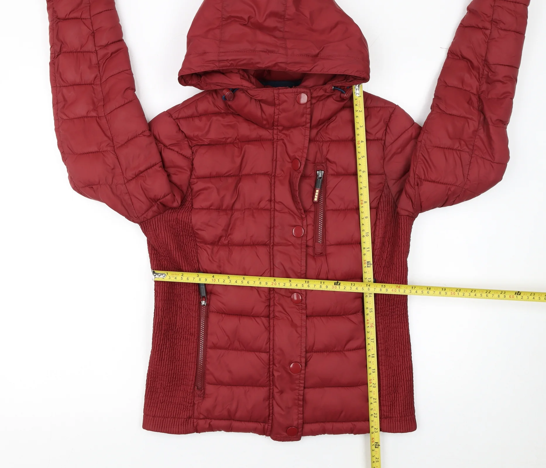 Superdry Women's Red Fuji Puffer Jacket L Hooded Quilted Coat - Image 2