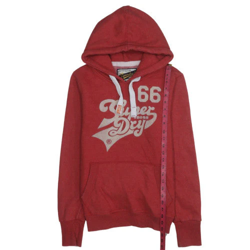 Superdry Womens Red Pullover Hoodie Size L Graphic Print Vintage Style - Image 2