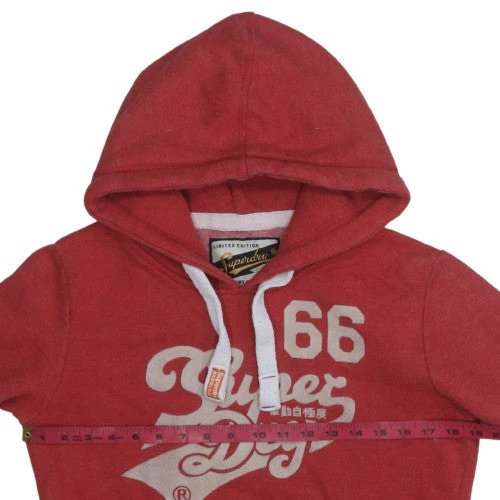 Superdry Womens Red Pullover Hoodie Size L Graphic Print Vintage Style - Image 3
