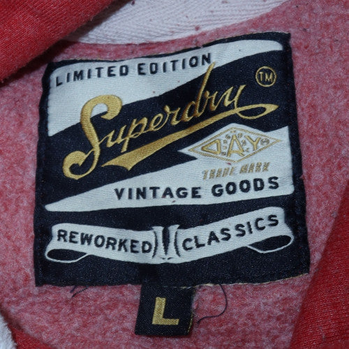 Superdry Womens Red Pullover Hoodie Size L Graphic Print Vintage Style - Image 6