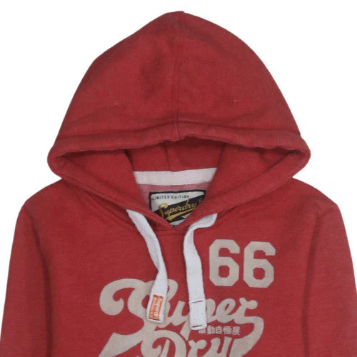 Superdry Womens Red Pullover Hoodie Size L Graphic Print Vintage Style - Image 7