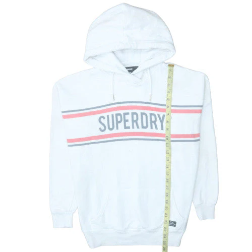Superdry Womens White Pullover Hoodie Size M Logo Print - Image 3