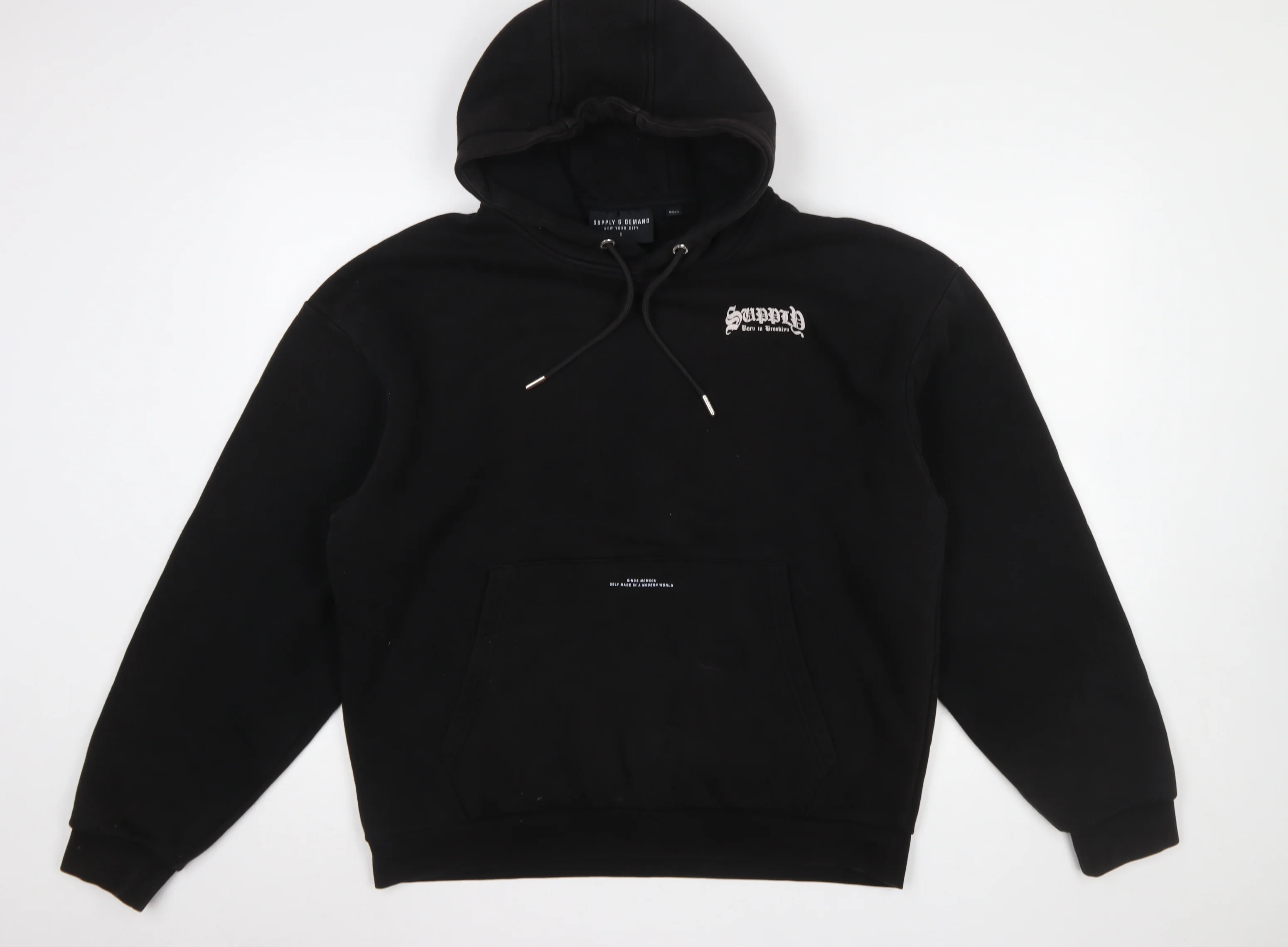 Supply & Demand Men’s Black Pullover Hoodie S Regular Fit Streetwear