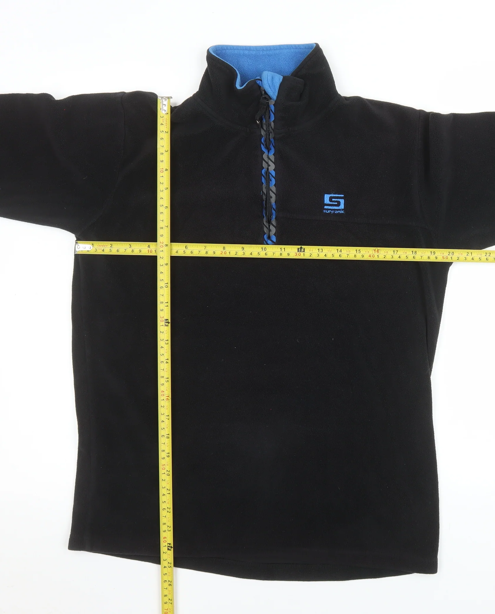 Surfanic Men's Black Fleece 1/4 Zip Pullover Sweatshirt M - Image 2