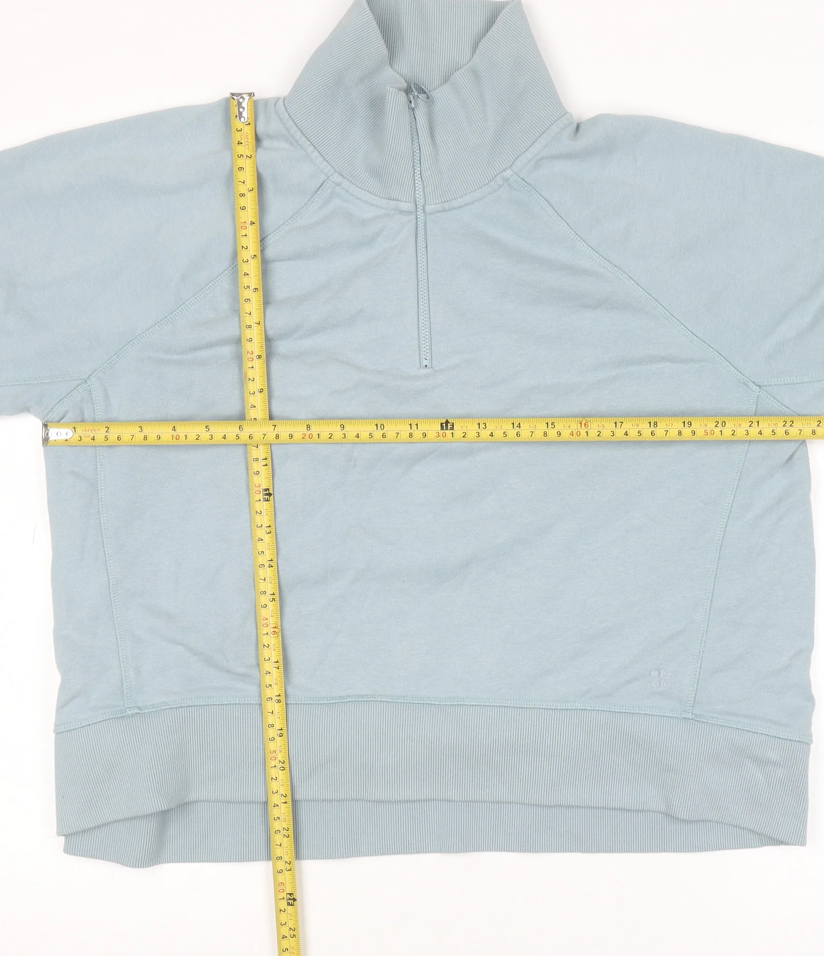 Sweaty Betty Womens Blue 1/2 Zip Cotton Pullover Sweatshirt Size 12 - Image 2