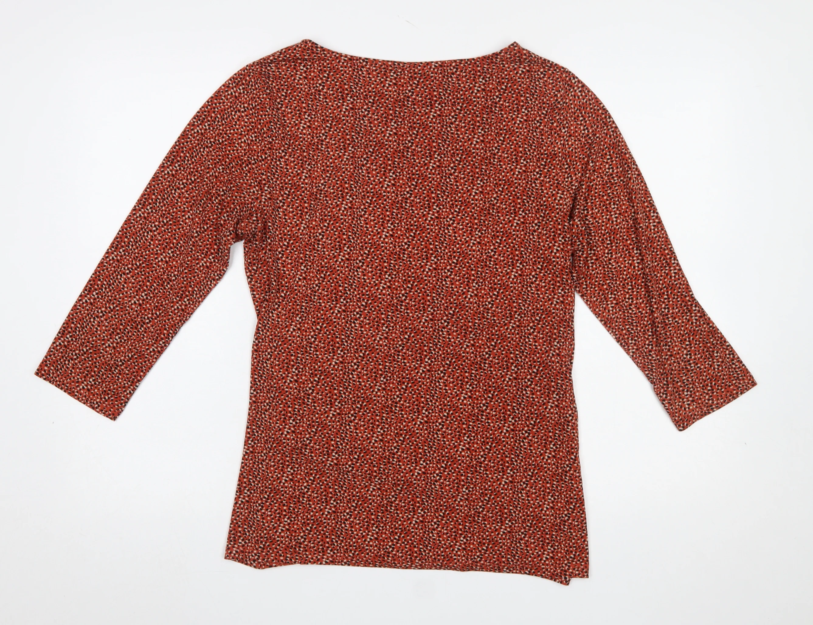 Tahari Women Red Animal Print L Tunic Stretch 3/4 Sleeve Blouse - Image 3