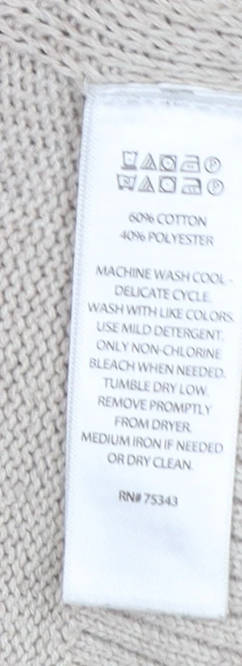 Tahari Women's Beige V-Neck Button Side Knit Jumper Size M - Image 5
