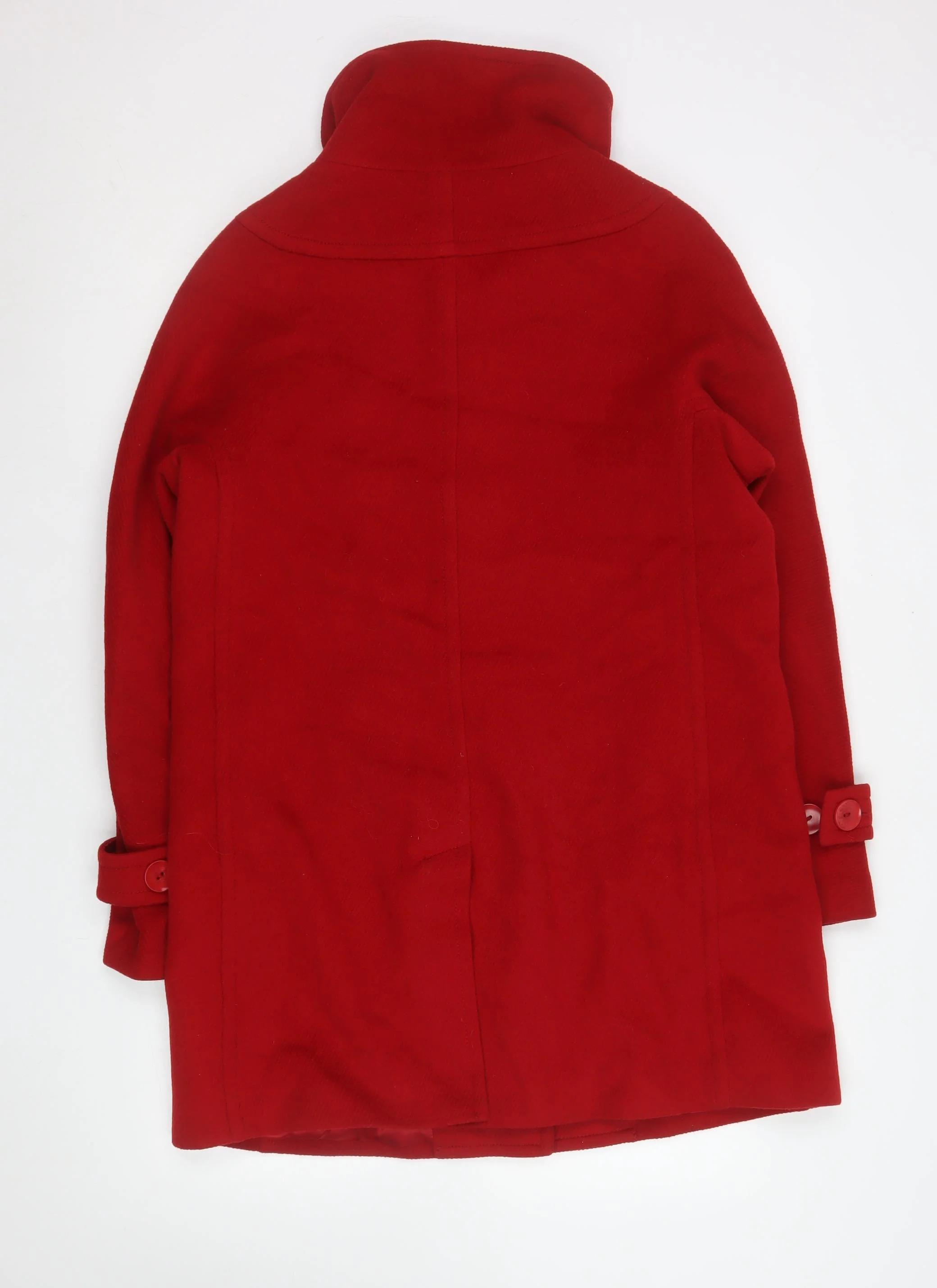 Talbots Women Red Wool Blend Mid-Length Button Overcoat Size 10 - Image 3